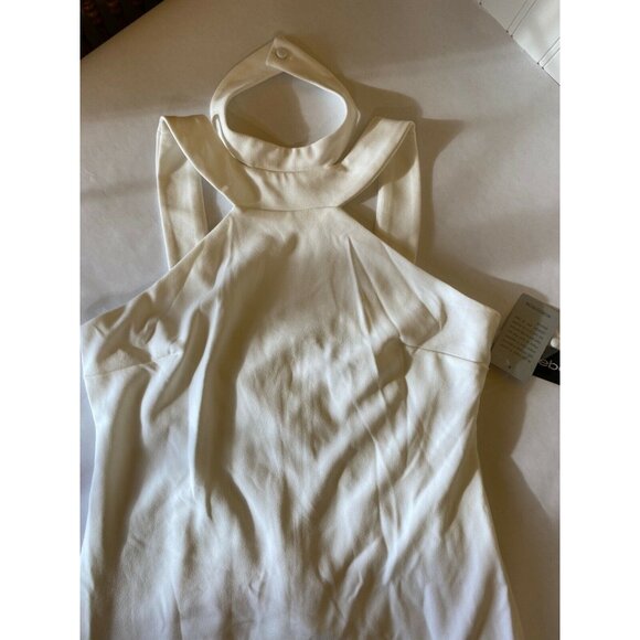 Bebe Womens Ivory Halter Neck Bodycon Dress Size L Polyester Blend - Picture 2 of 8